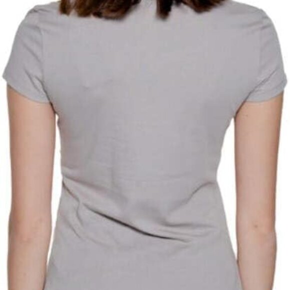 Womens Cotton T-Shirt Slim Fit Rhinestone Logo Crewneck Casual Top Large - Picture 2 of 3